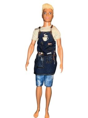 BARBIE FASHIONISTAS BLOND KEN BARISTA DOLL Preloved